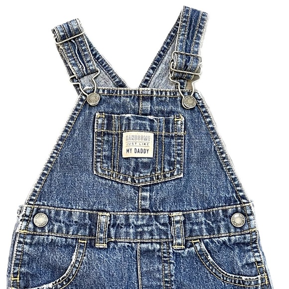 Carter’s Handsome Like Daddy Boys Distressed Patched Overalls Size 18 Months - Picture 3 of 5